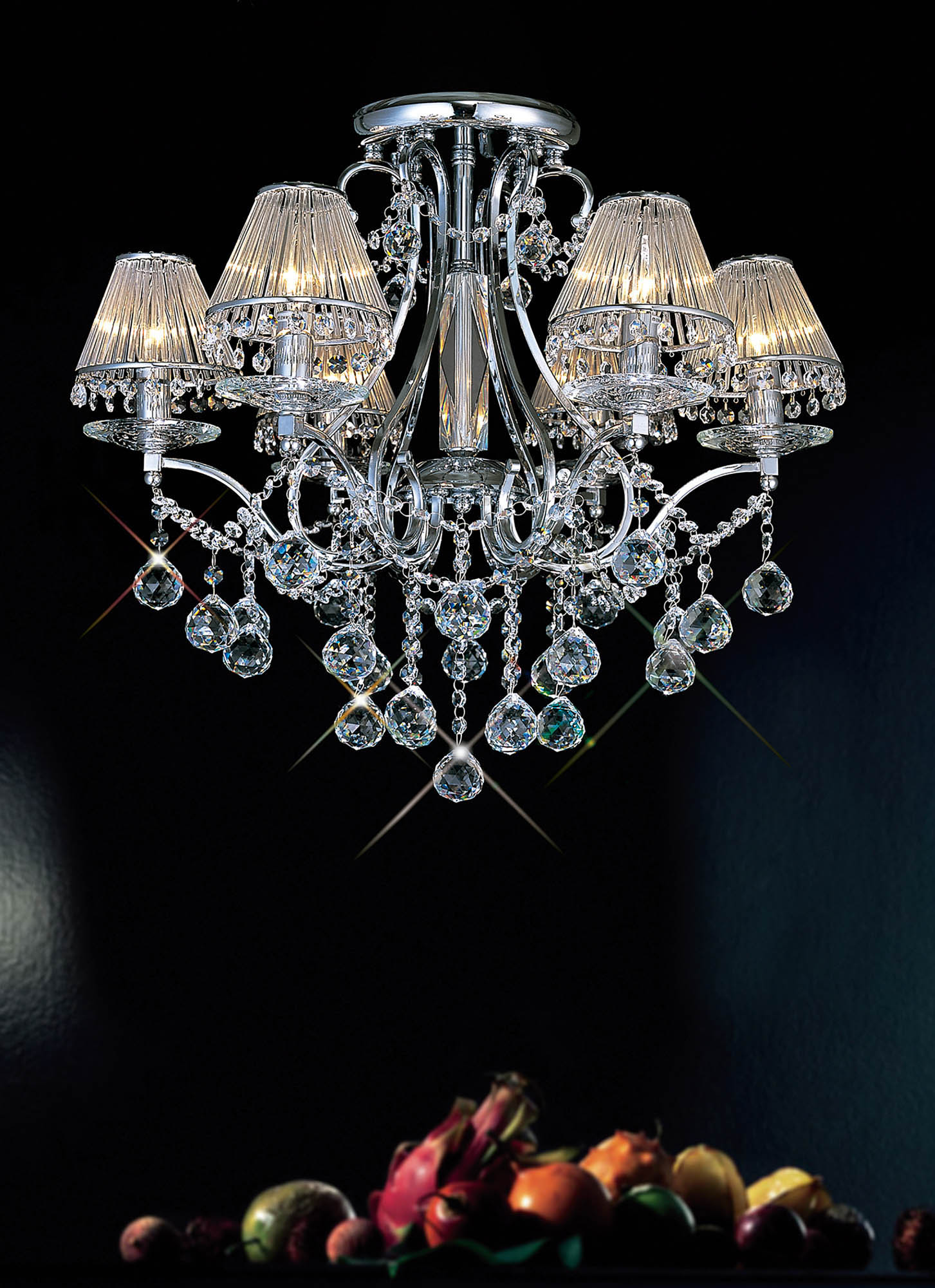 Bianco Crystal Ceiling Lights Diyas Multi Arm Crystal Fittings